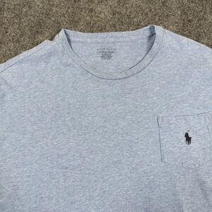 Polo Ralph Lauren Shirt XL Blue Heathered Classic Fit Short Sleeve Flaw Men's